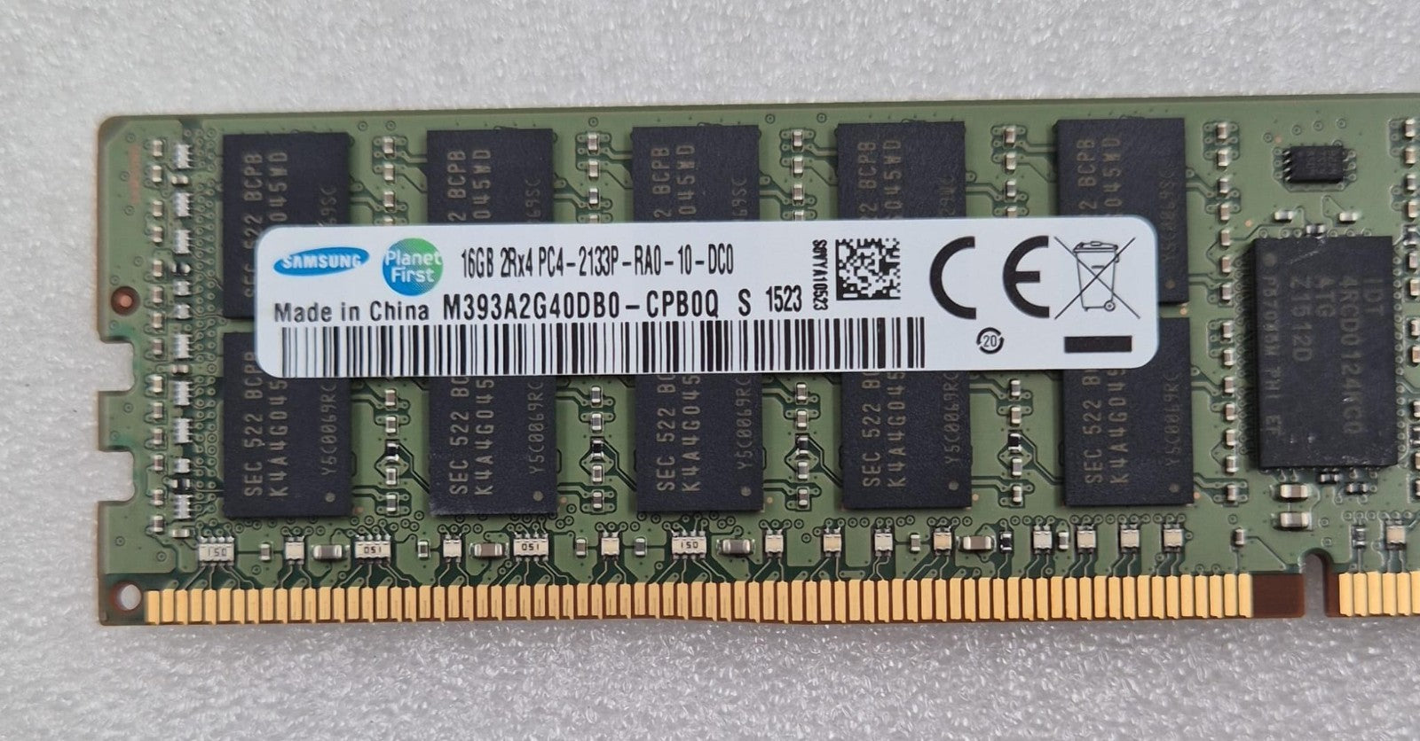 Samsung 16GB 2Rx4 ECC registered server RAM label detail