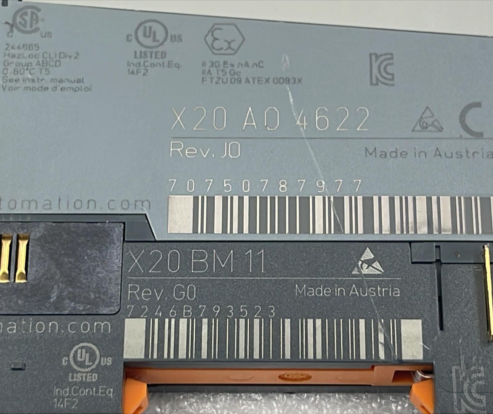 [LOT 2 PCS] B&R Automation X20 AO 4622 Digital Control Module W/ X20 BM 11 Base