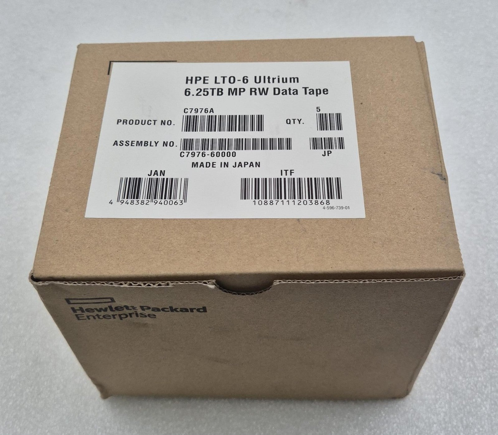 NEW SEALED - HPE C7976-60000 LTO-6 Ultrium 6.25TB MP RW Data Tape [5 PCS C7976A]
