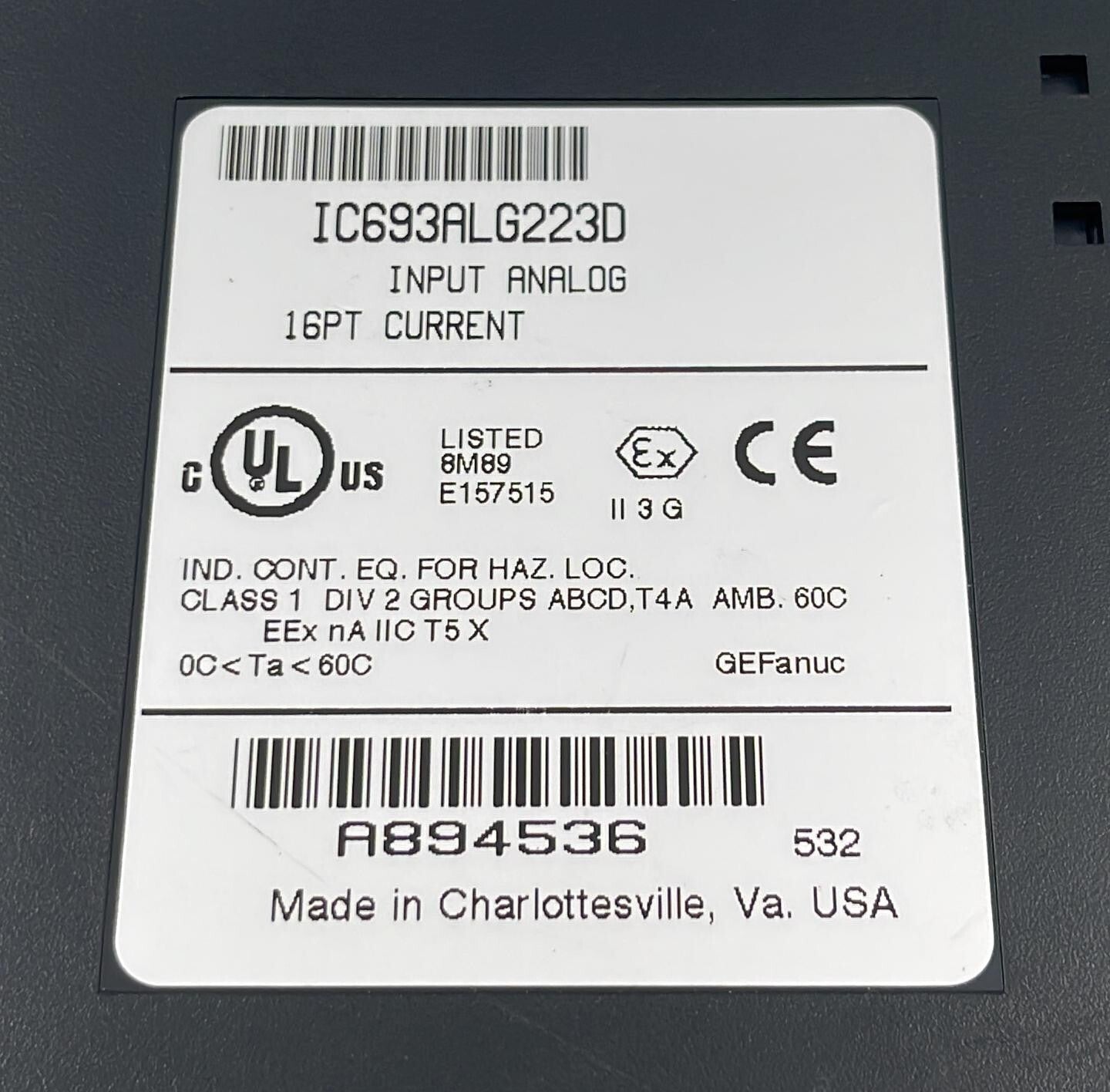 GE Fanuc IC693ALG223D Input Analog 16-PT Current **AS IS
