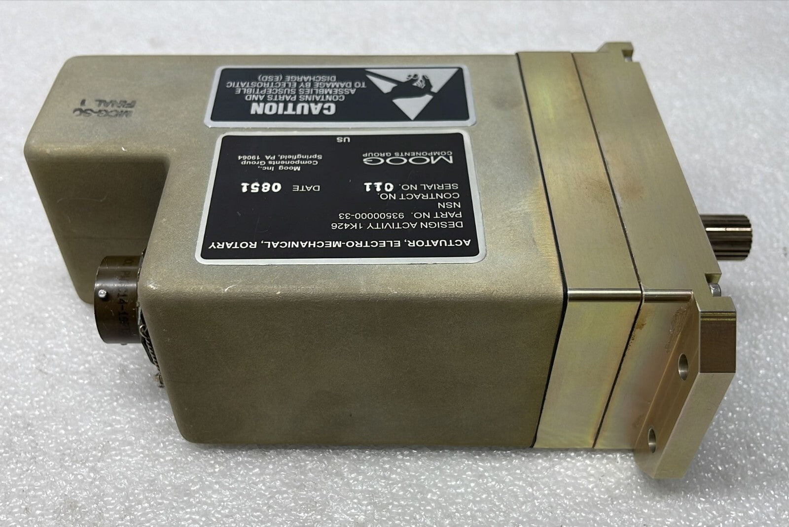 MOOG ROTARY ACTUATOR ELECTRO-MECHANICAL 935 NSN Activity 1K426