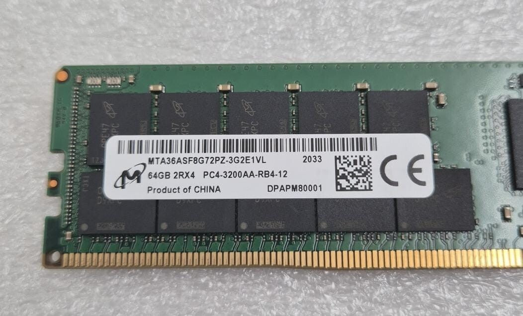 Micron MTA36ASF8G72PZ-3G2E1VL 64GB 2RX4 RDIMM PC4-3200AA Server Memory RAM