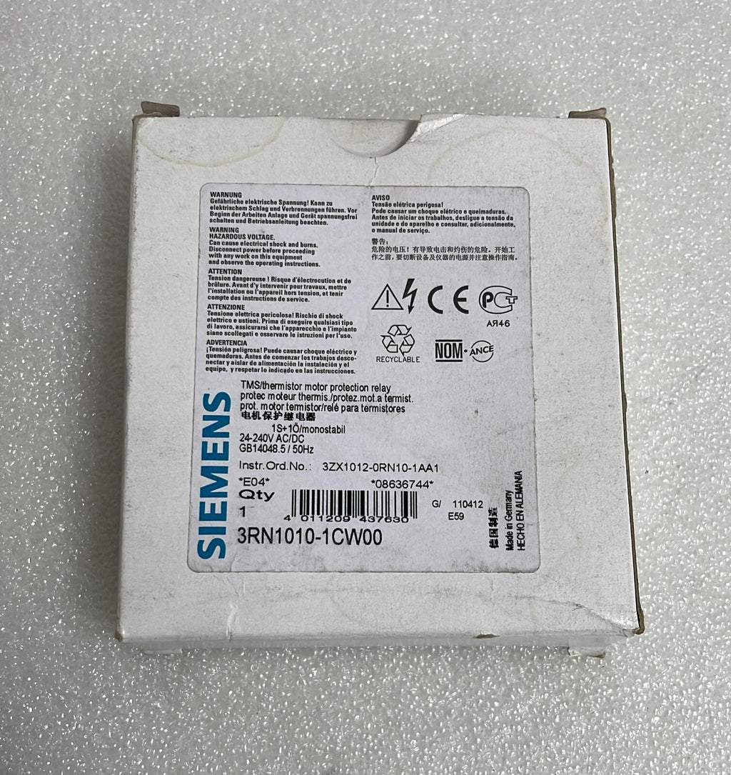 Siemens 3RN1010-1CW00 Thermistor motor protection relay 24-240V GB14048.5/50Hz