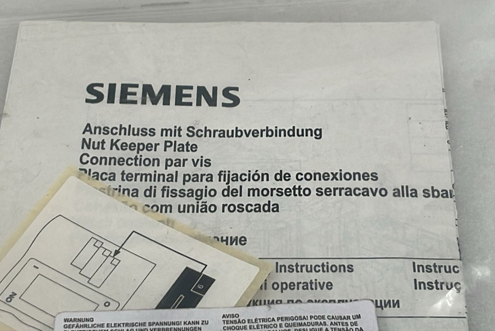 Siemens instruction sheet for 3VL connector kit