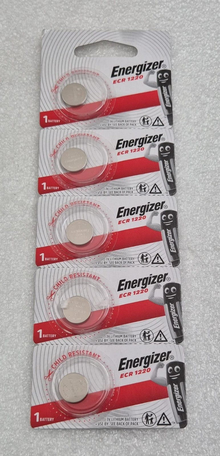 [LOT 59] PACK 5 UNITS - Energizer ECR 1220 CR1220 Lithium 3V Battery Cell *NEW*