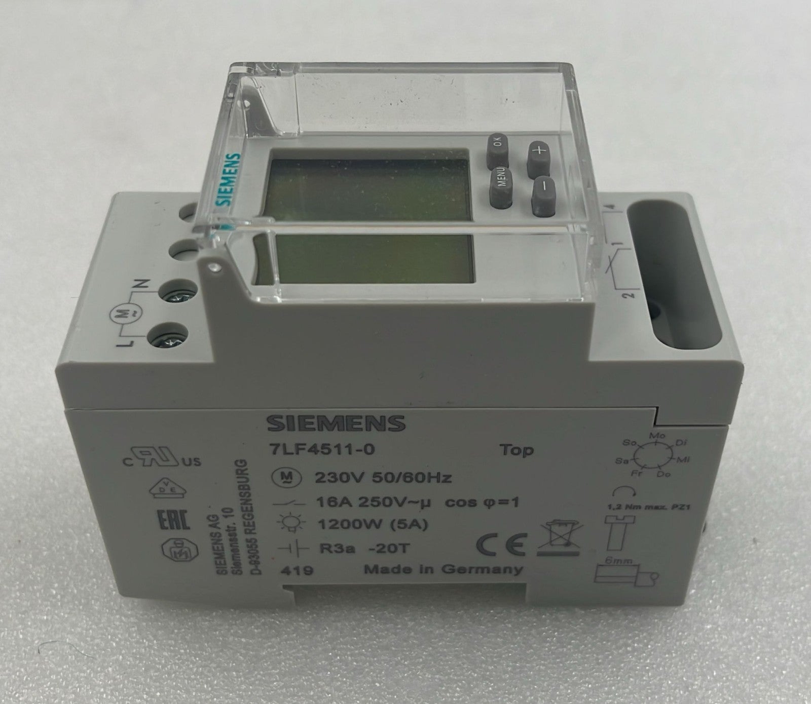 Siemens 7LF4511-0 DIN rail timer side view