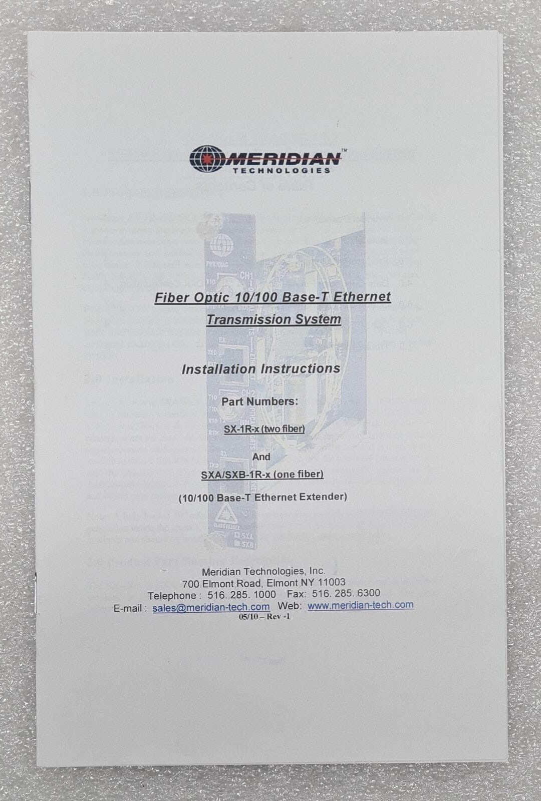 Meridian Technologies SXA-1R-2C/ST Fiber-Optic Transmission **AS-IS