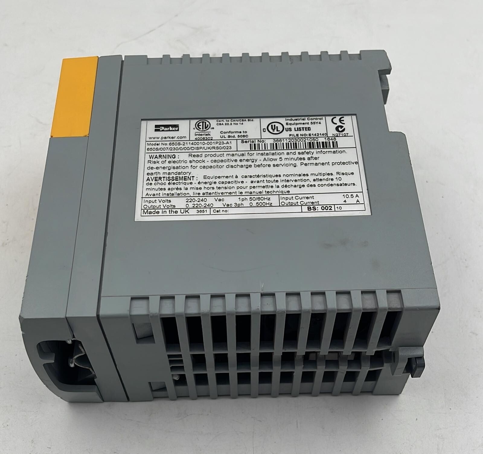 Parker 650 series 650S-21140010-001P23-A1 Servo Control Drive W/ 6511-TTL-00-G