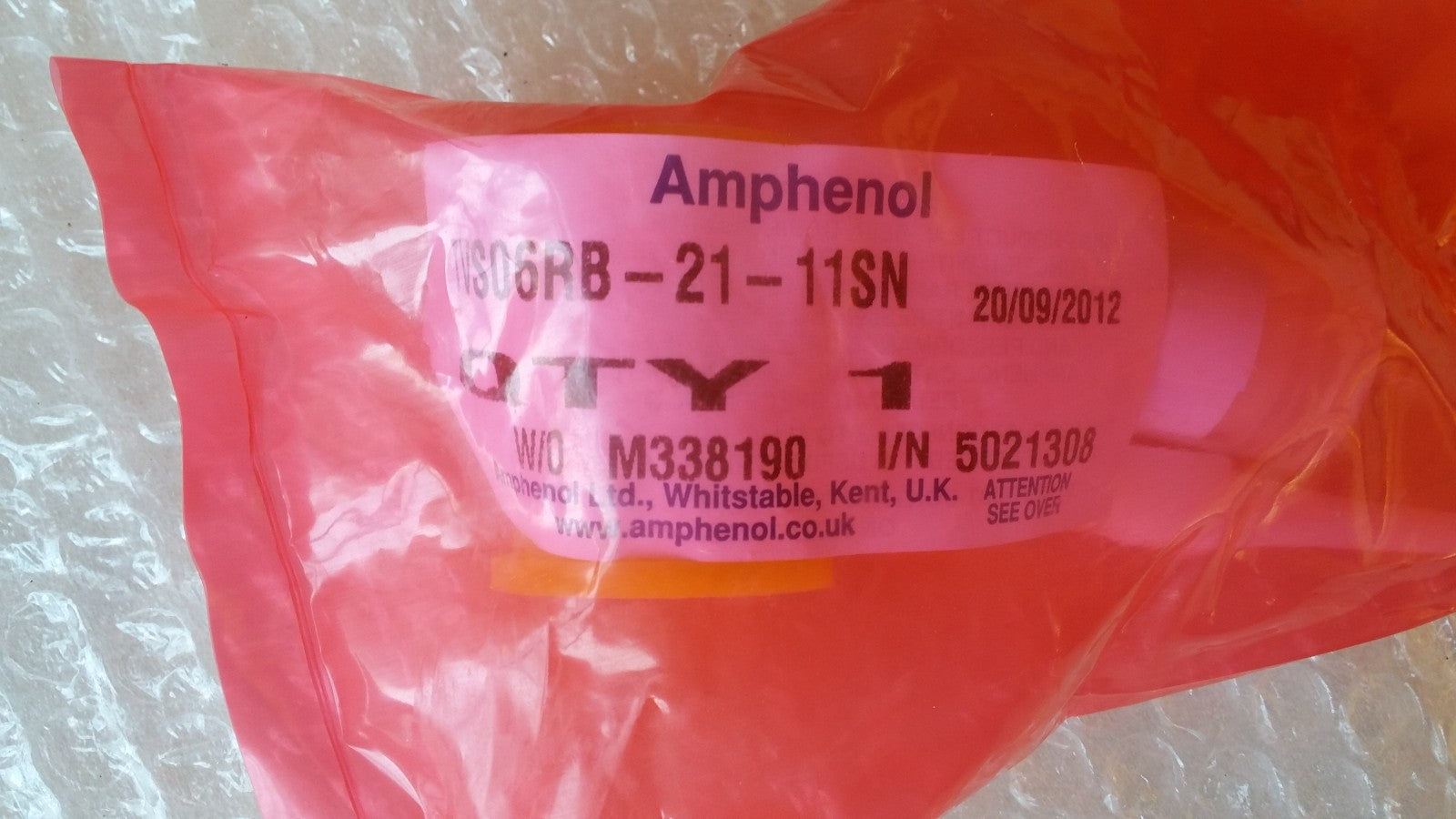 Amphenol TVS06RB-21-11SN M338190 I/n 5021308 Crimp Socket New