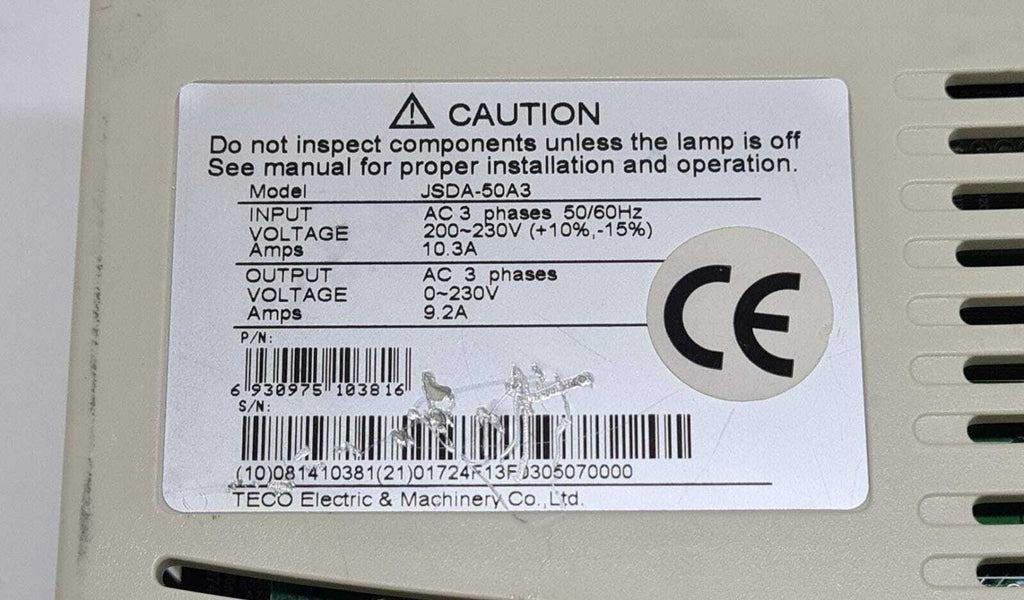TECO Electric Servo Drive JSDA-50A3 PN 6 930975 103816