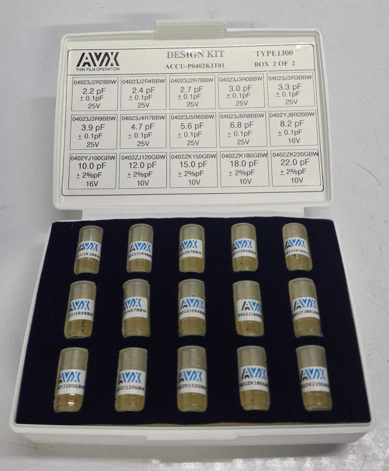 AVX Thin Film RF Microwave Designer Kit ACCU-P0402KIT01 Type1300 2.2pF-22.0pF #2