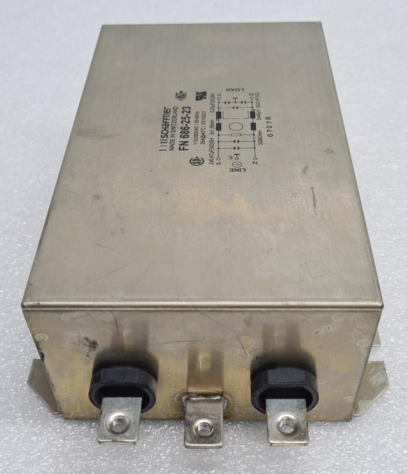 SCHAFFNER FN 686-25-23 110/250VAC 50-60Hz Power Line Filter