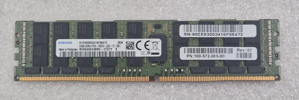 SAMSUNG 64GB 4DRx4 PC4-2666V M386A8K40BM2-CTD7Y Server Memory RAM 100-572-066-00