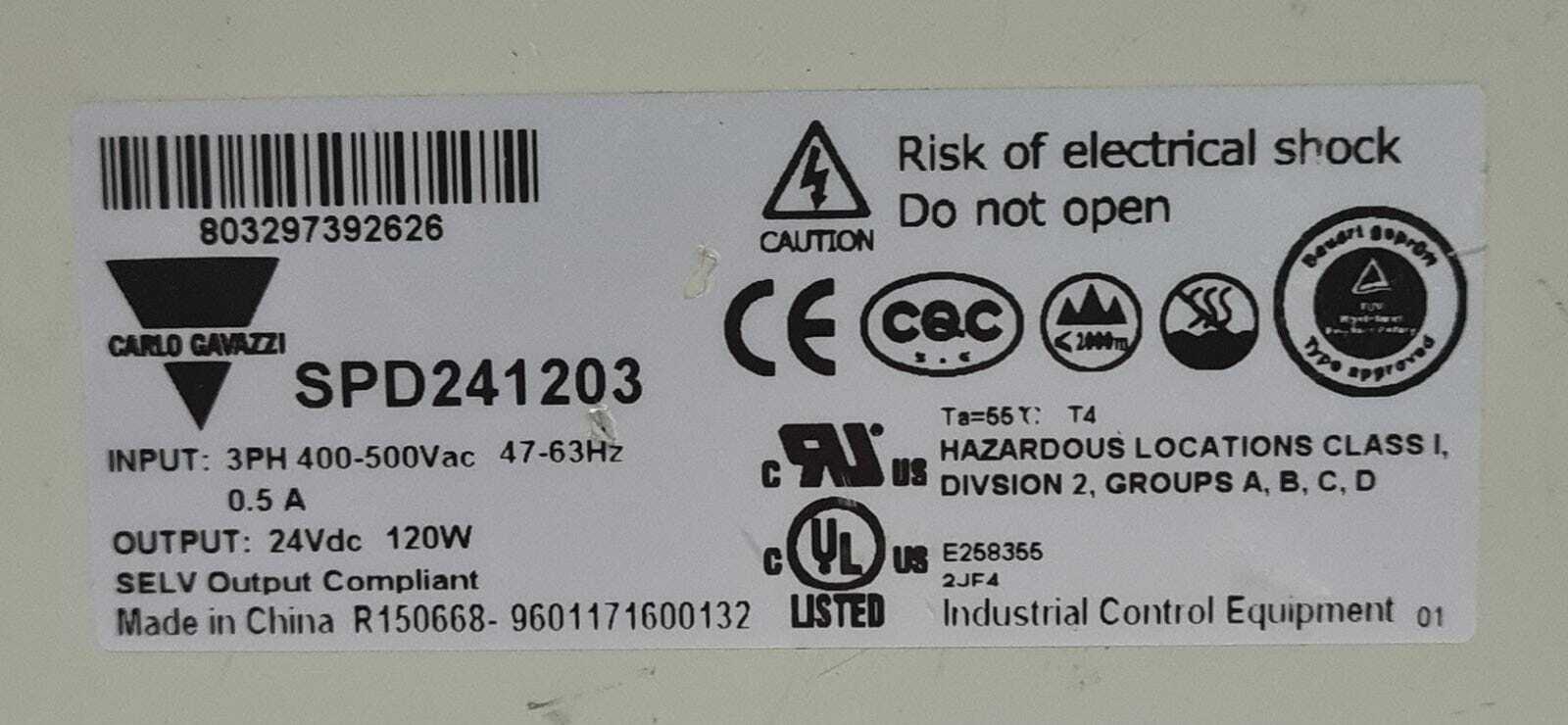 CARLO GAVAZZI SPD241203 Switching Power Supply AC/DC Converter 24VDC 5A