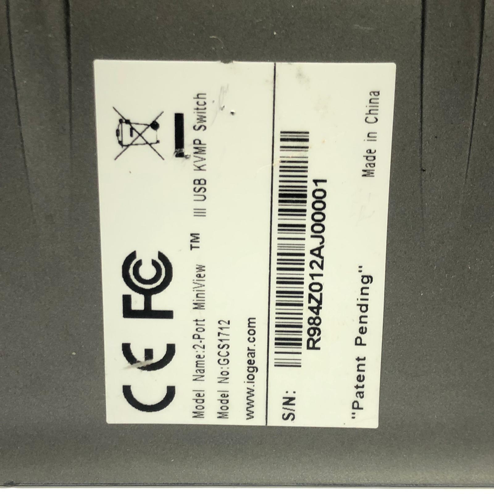 IO Gear Mini View 3 2 Port Usb Kvmp Switch Gcs 1712 Sn R984z012aj00001