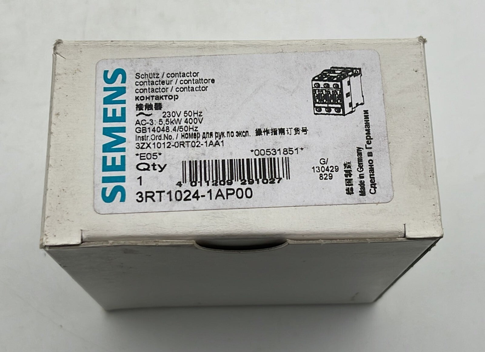 [LOT OF 10] **NEW** Siemens 3RT1024-1AP00 Auxiliary contactor 230V 50Hz