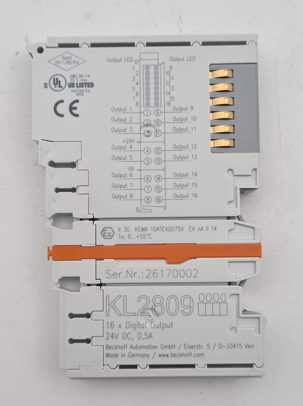 BECKHOFF KL2809 PLC Module 16-Channel Bus Terminal 24 VDC