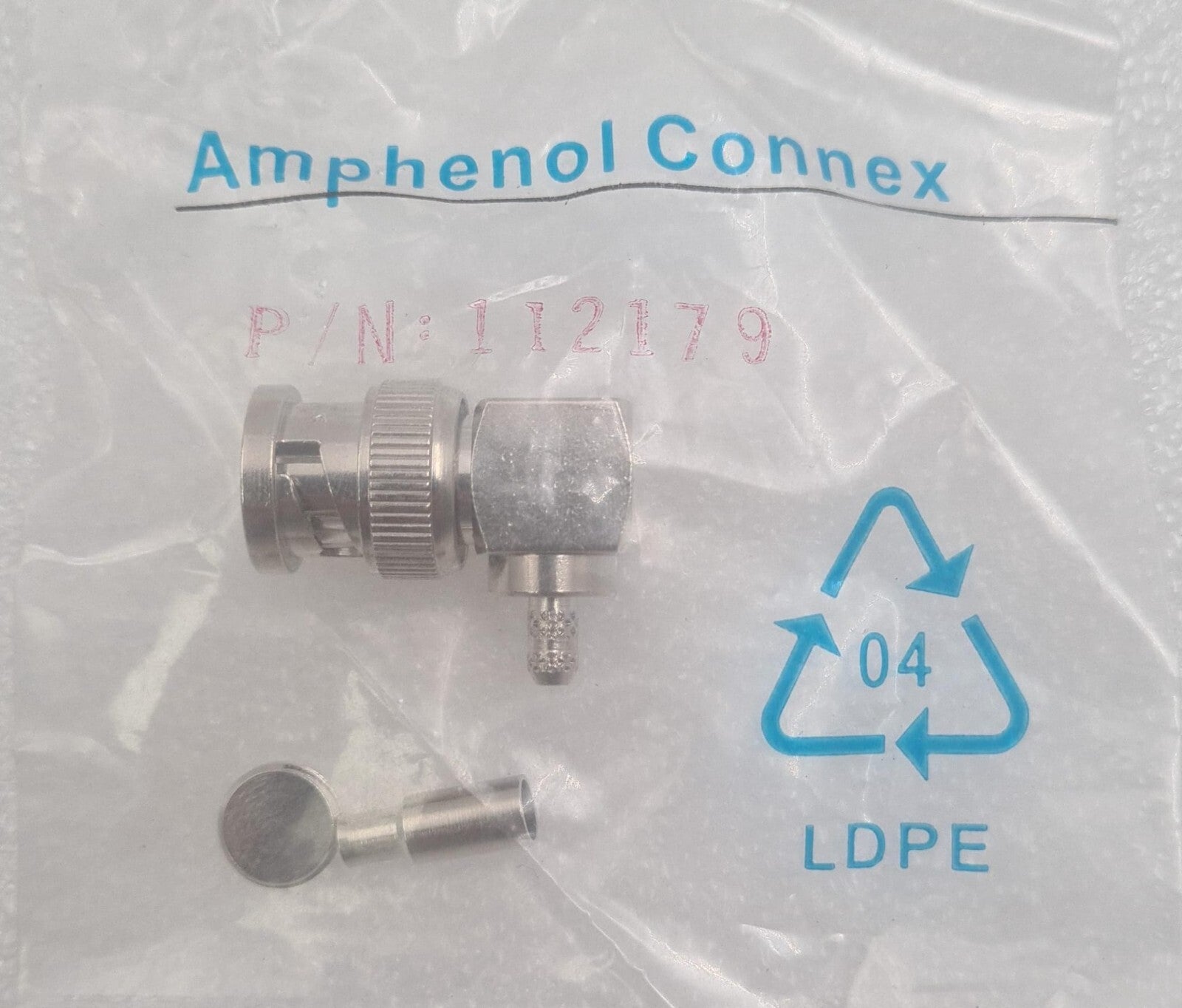 [LOT 28 PCS] NEW SEALED- Amphenol Connex 112179 RF Connector BNC PLUG R/A 75 OHM