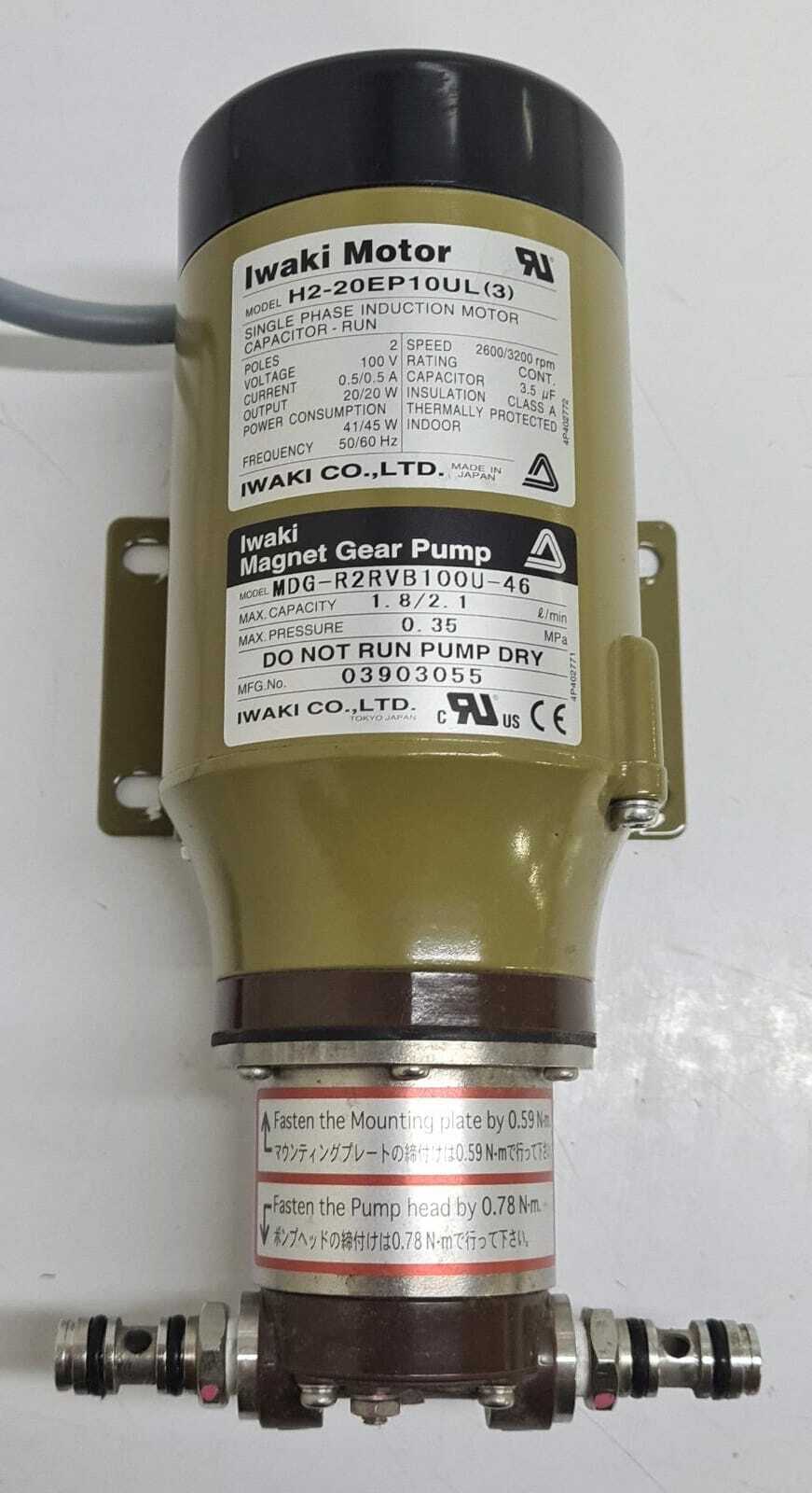 Iwaki Motor H2-20EP10UL(3) Magnet Gear Pump MDG-R2RVB100U-46