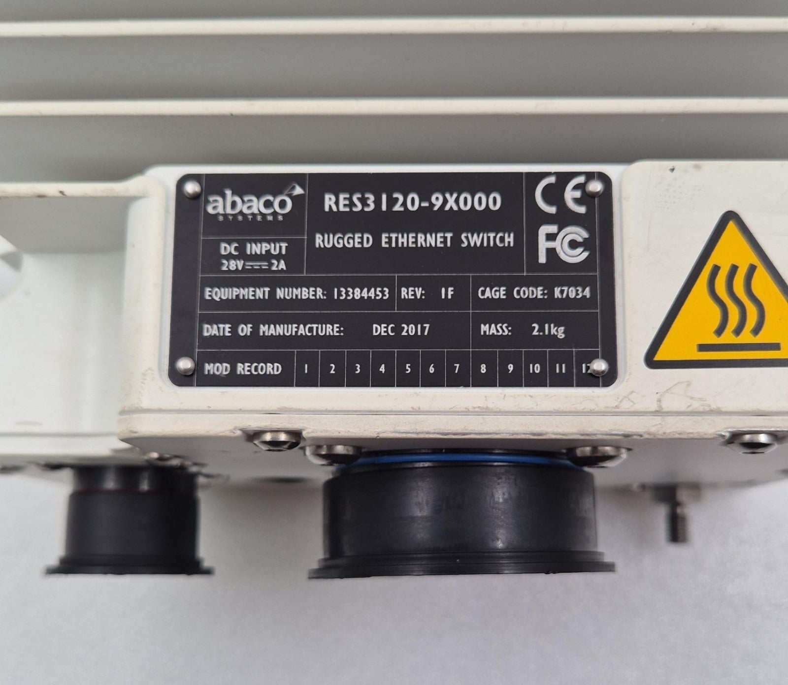 Abaco Systems RES3000 RES3120-9X000 Rugged Ethernet Switch 28V