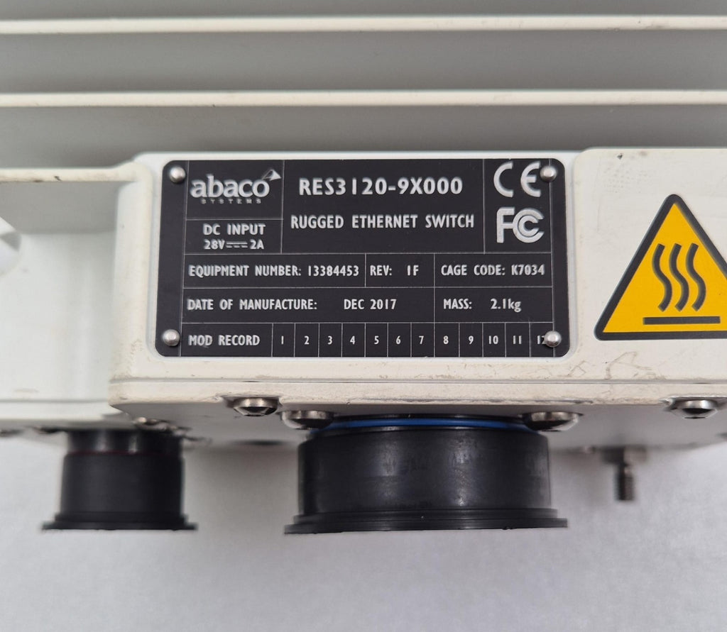 Abaco Systems RES3000 RES3120-9X000 Rugged Ethernet Switch 28V
