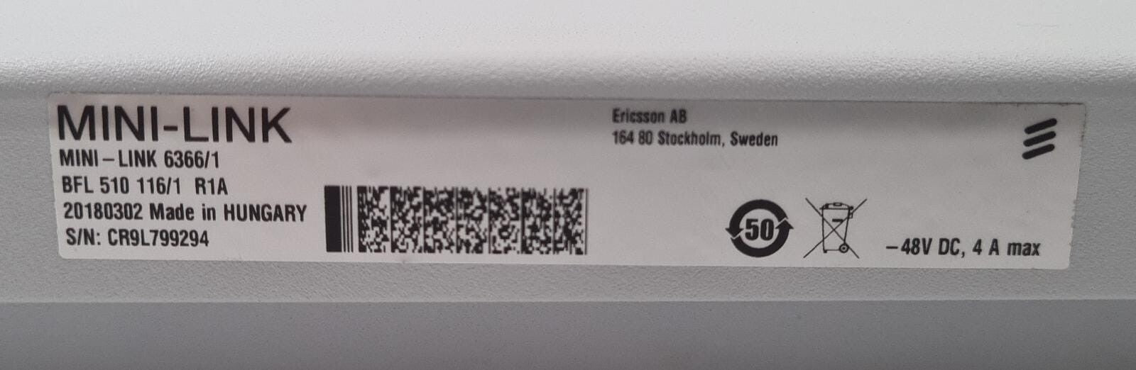 NEW- Ericsson Radio MINI-LINK 6366/1 BFL 510 116/1 R1A All-outdoor Baseband Node
