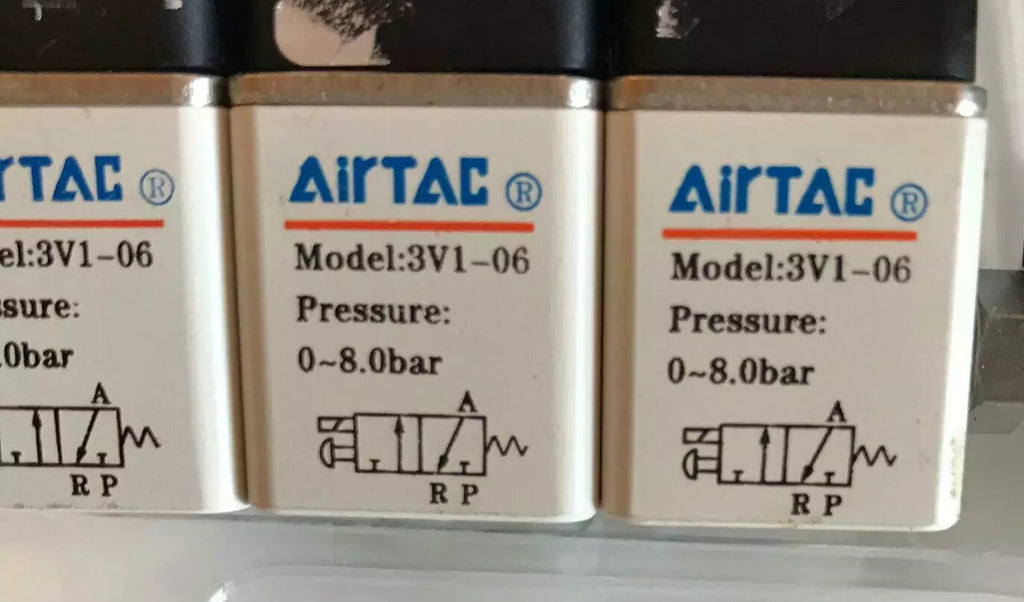 3 Pcs AirTAC 3V1-06 Solenoid Valve Manifold W/ IP65 Solenoid Coil