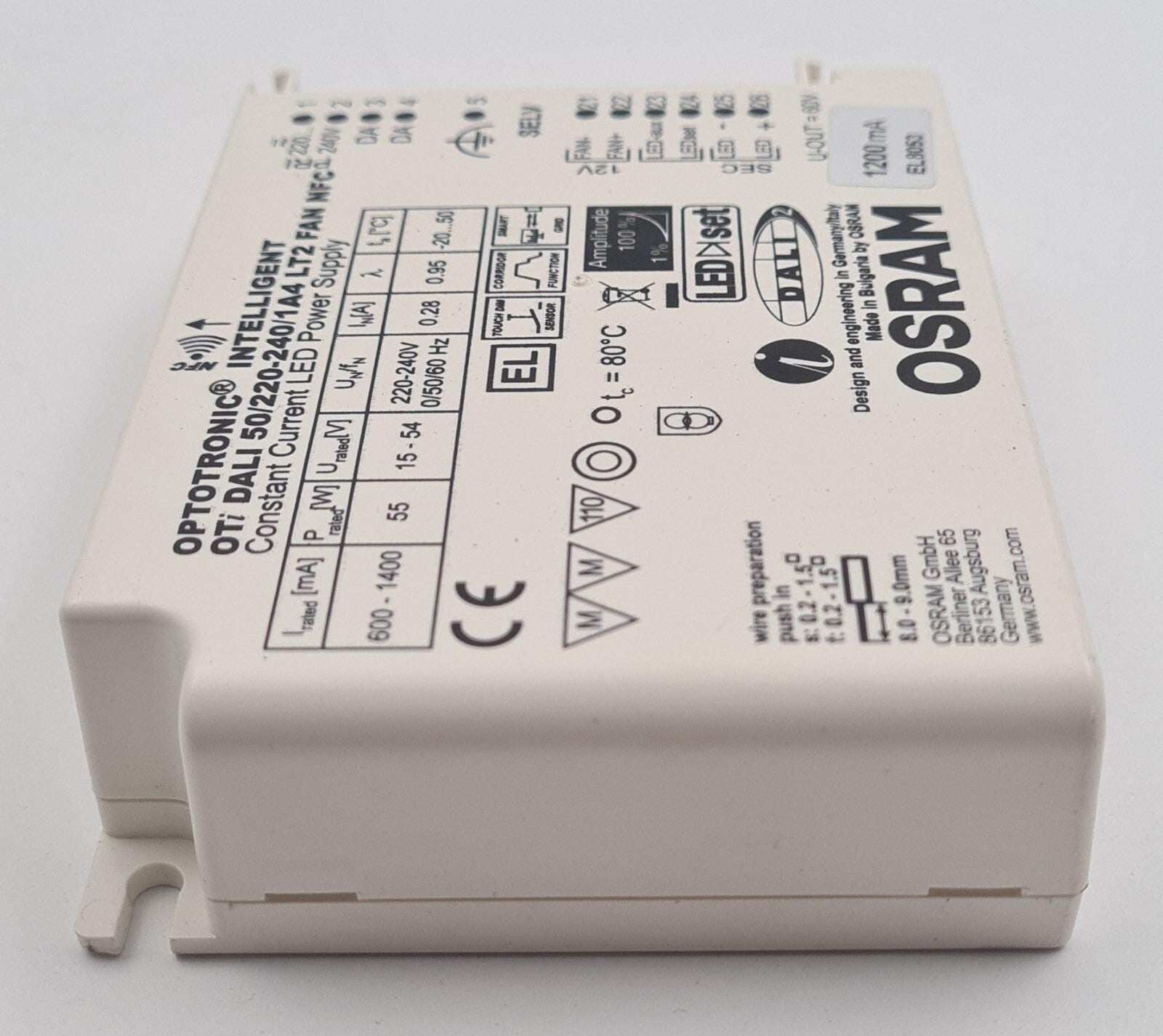 OSRAM OPTOTRONIC Intelligent OTi DALI 50/220-240/1A4 LT2 FAN NFC 55W Led Driver