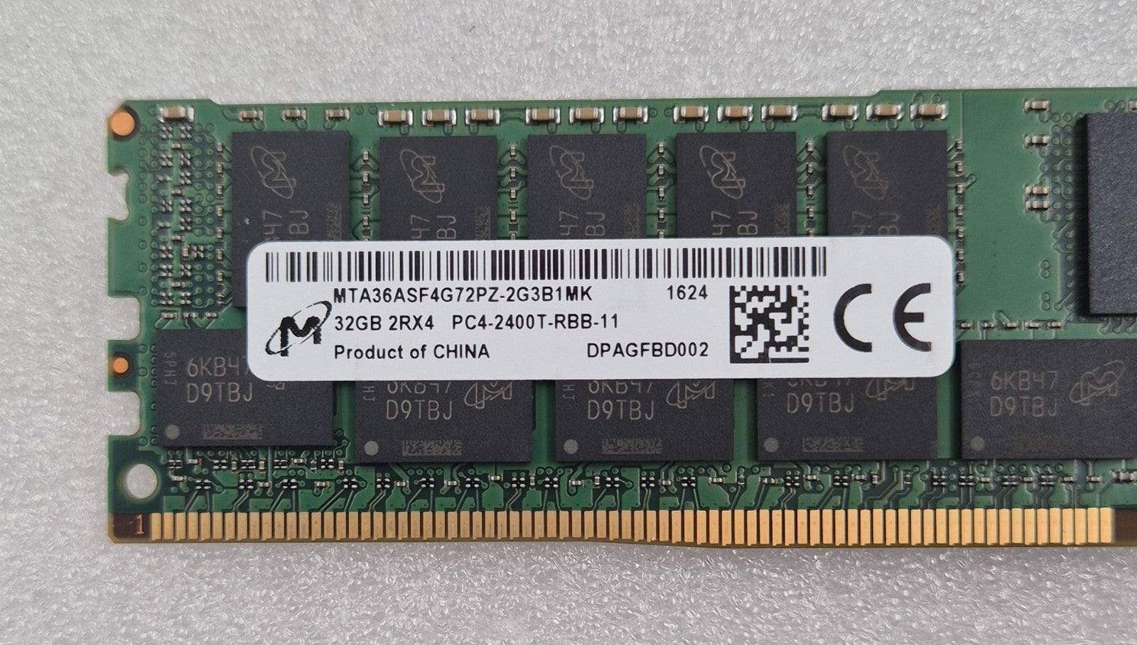 [LOT 8 PCS] MICRON 32GB 2RX4 PC4-2400T MTA36ASF4G72PZ-2G3B1MK SERVER MEMORY RAM