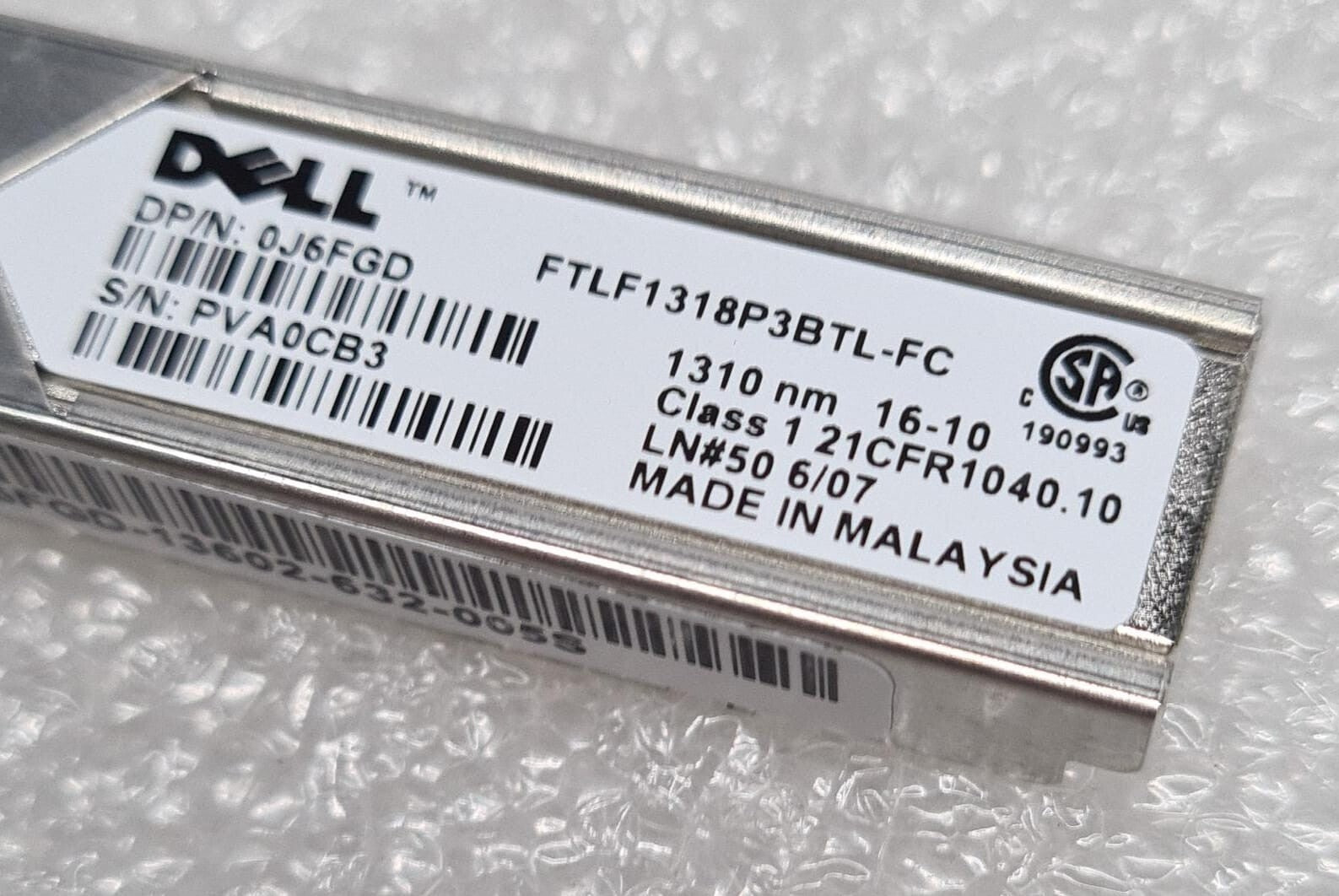 NEW - DELL TRANSCEIVER MY-0J6FGD-13602-632-005S 1310nm GP-SFP2-1Y SFP+