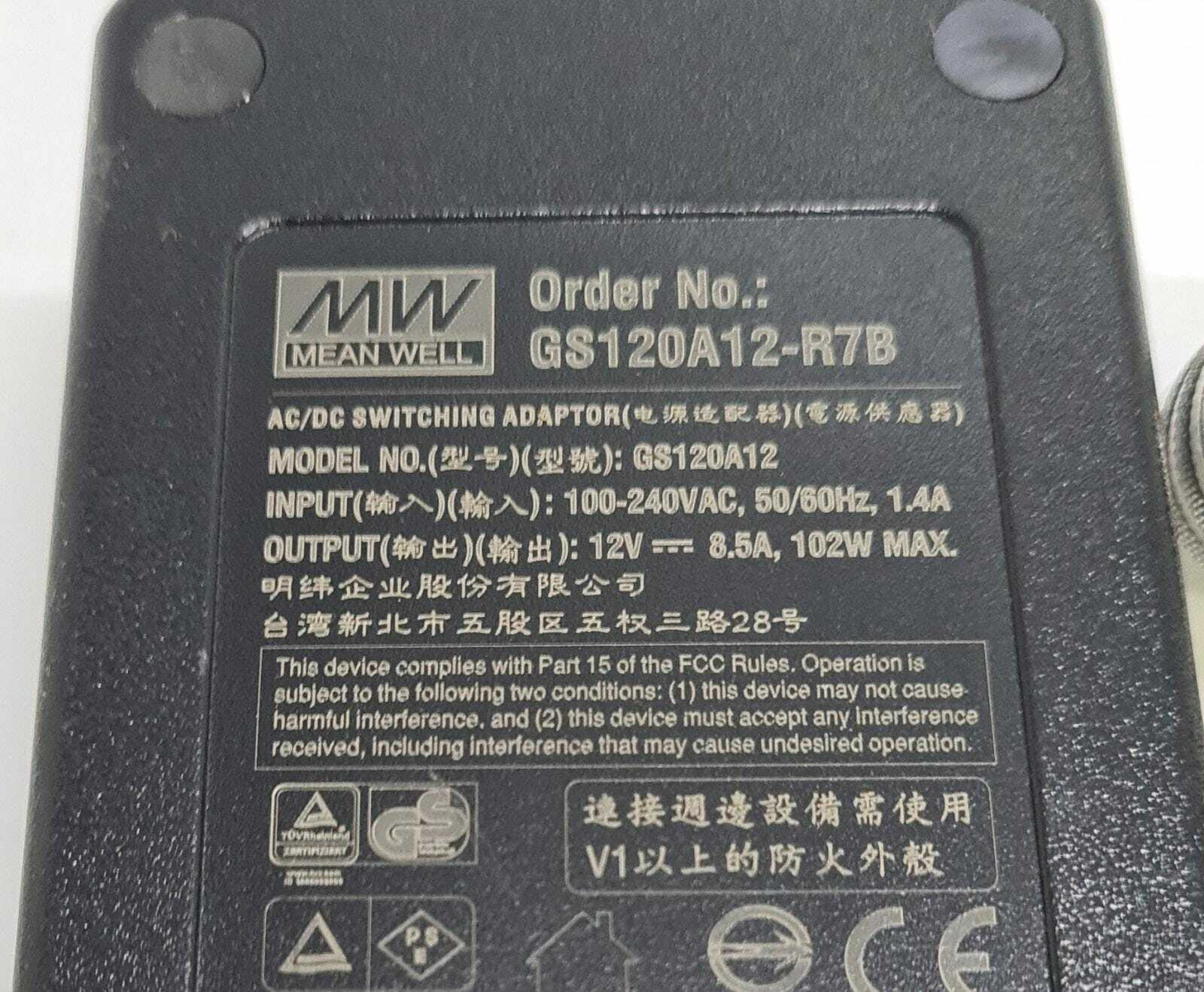 [LOT 2] NEW- Mean Well MW GS120A12-R7B 12V 8.5A 102W Desktop AC Adapter Power