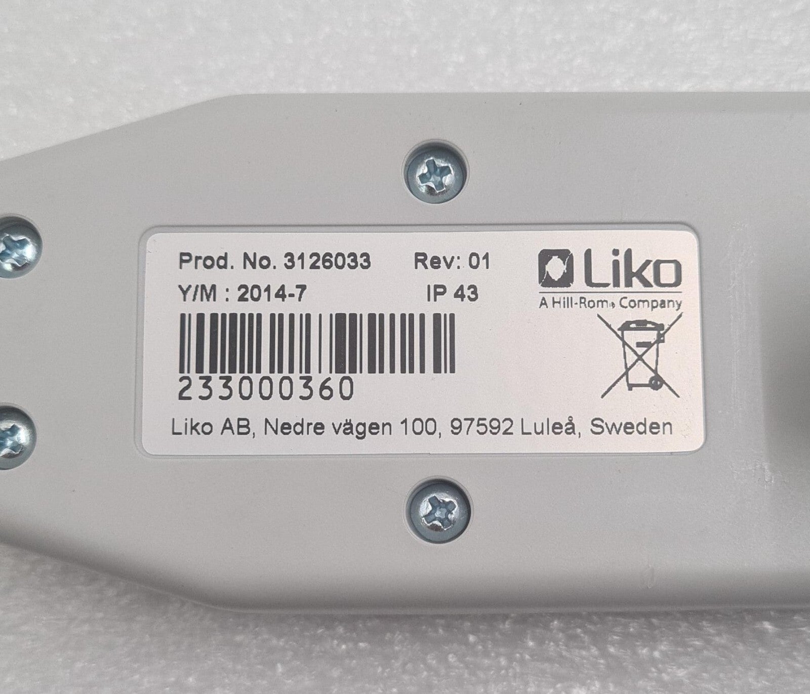 Hill-Rom Liko 3126033 Hand-Control 2-Button