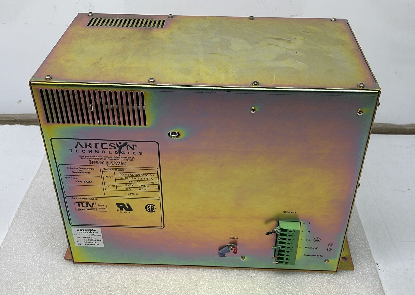 Artesyn Inter Power KAG-SAHA 96.0000.74 KAG/Sa-Ha No. 353663/J&J Sample Handler