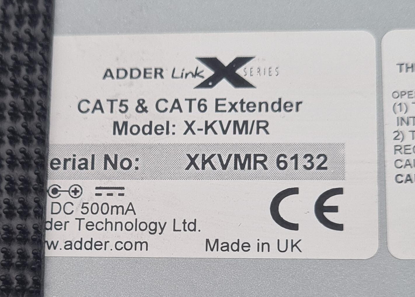 ADDER LINK X-SERIES KVM X-KVM/R / XKVMR CAT5 & CAT6 Extender