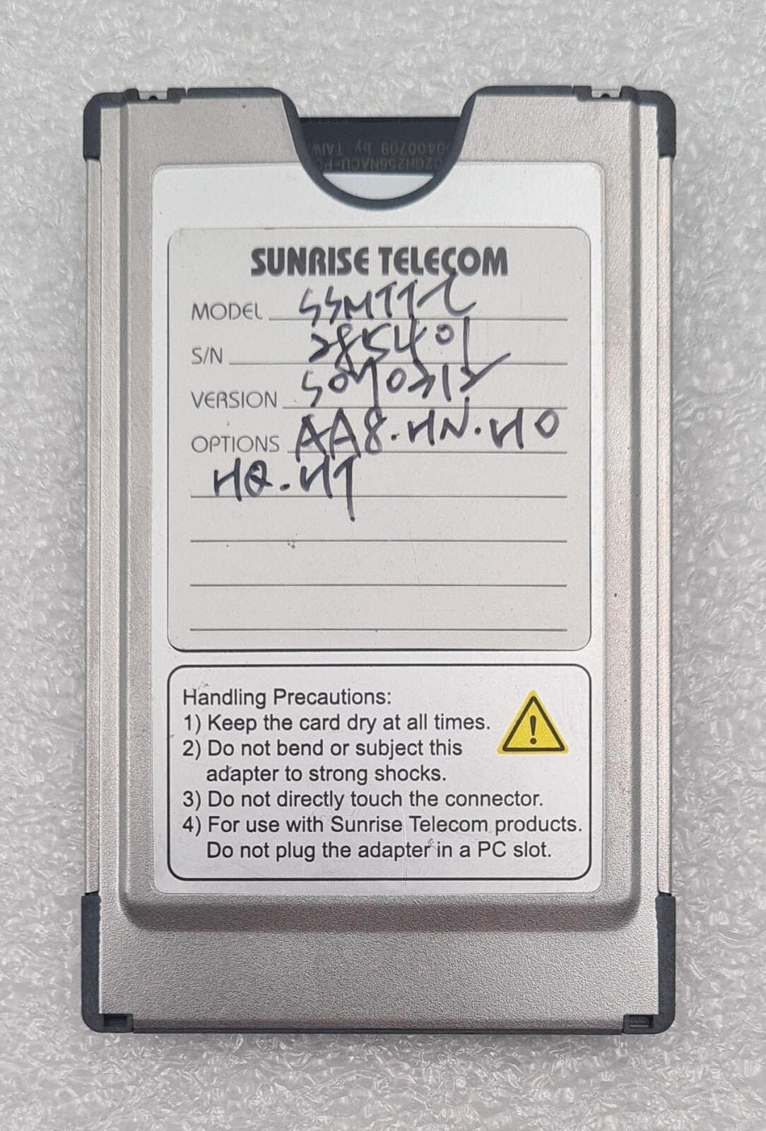 SUNRISE TELECOM SOFTWARE SA956 Media Adapter MMC to PCMCIA W/ SA729 256MB SD