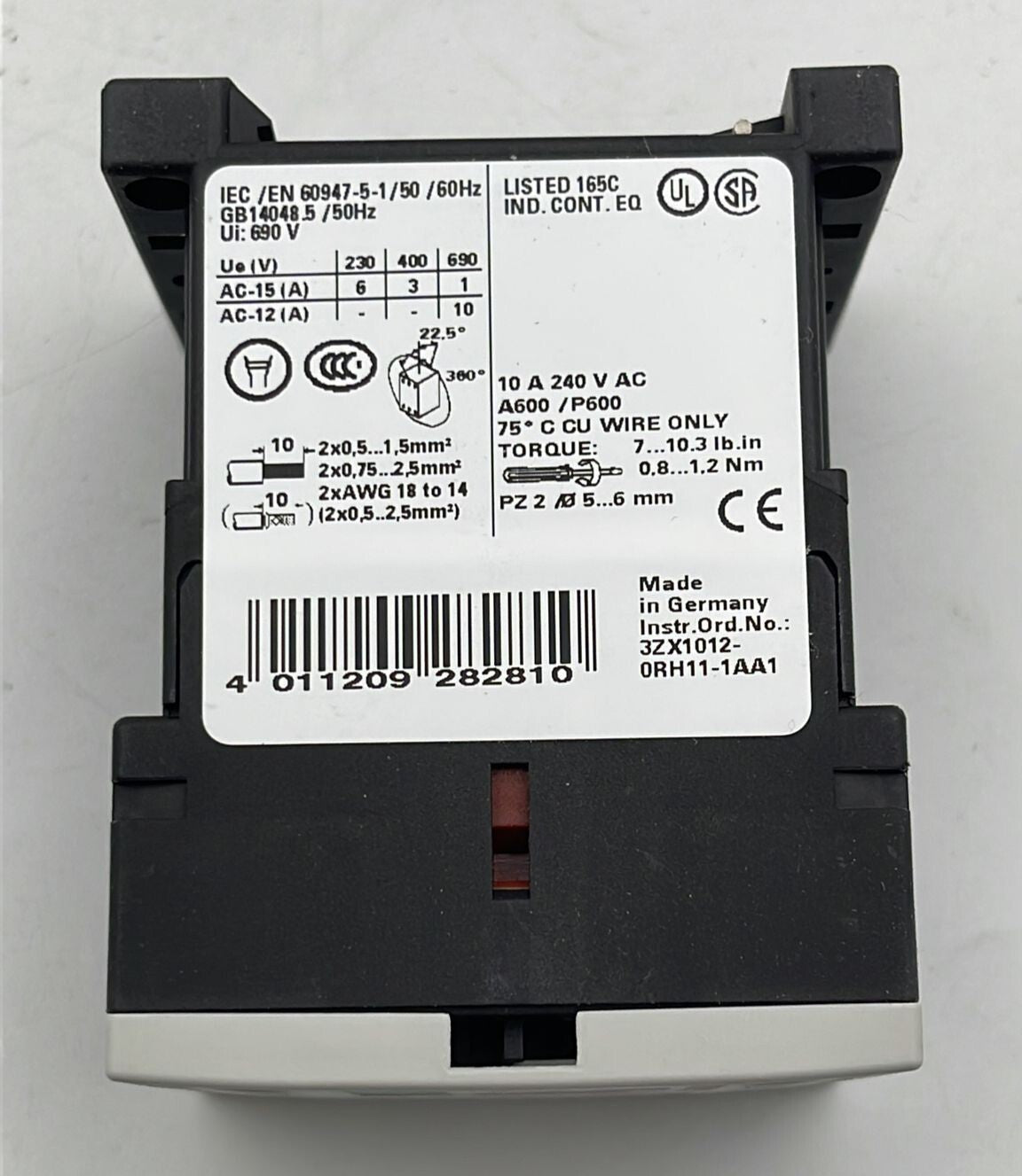 [LOT OF 2] NEW - Siemens 3RH1122-1BW40 Auxiliary contactor 6A 230V 2NO + 2NC