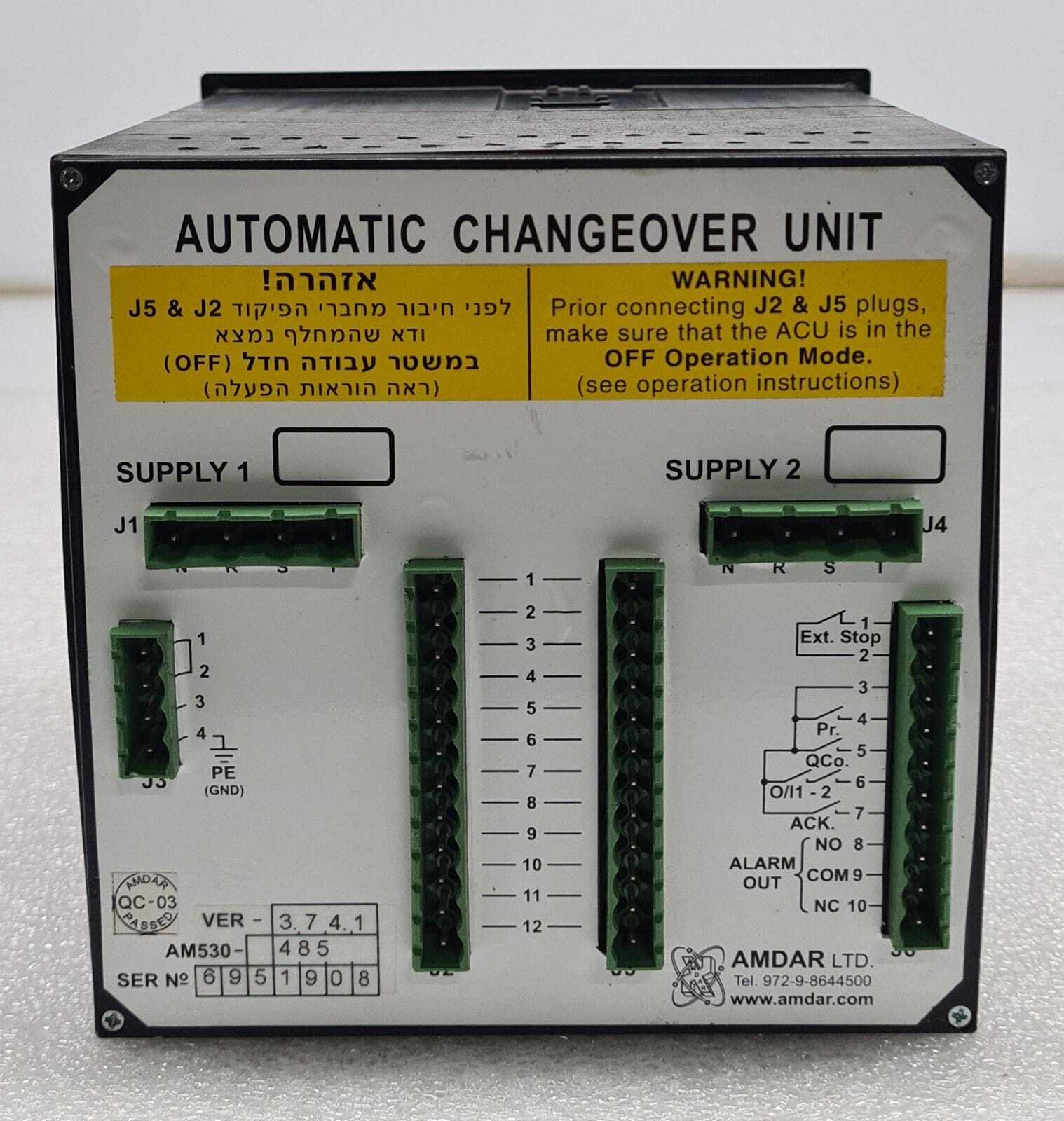 AMDAR AM530 AUTOMATIC CHANGEOVER UNIT Interface Panel **AS-IS**
