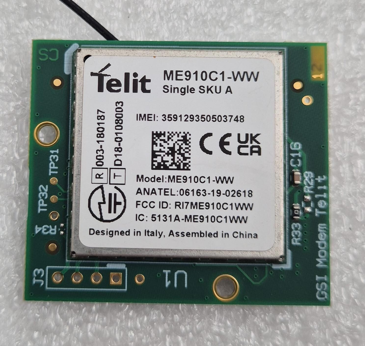 Telit ME910C1-WW Single SKU A Wireless Module GSI Modem 003-180187 D18-0108003
