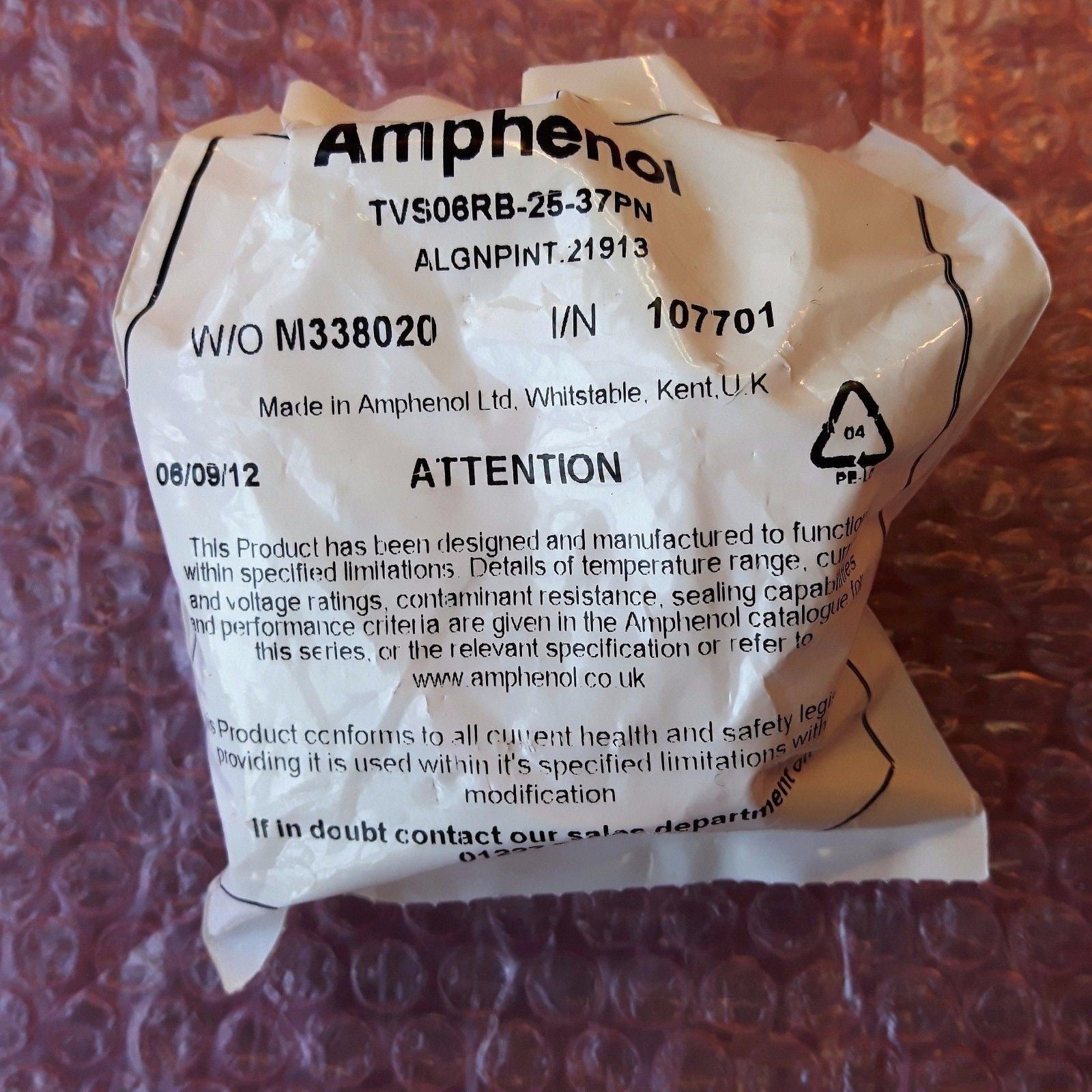 Amphenol TVS06RB-25-37PN Mil Spec Connector Plug With Contacts
