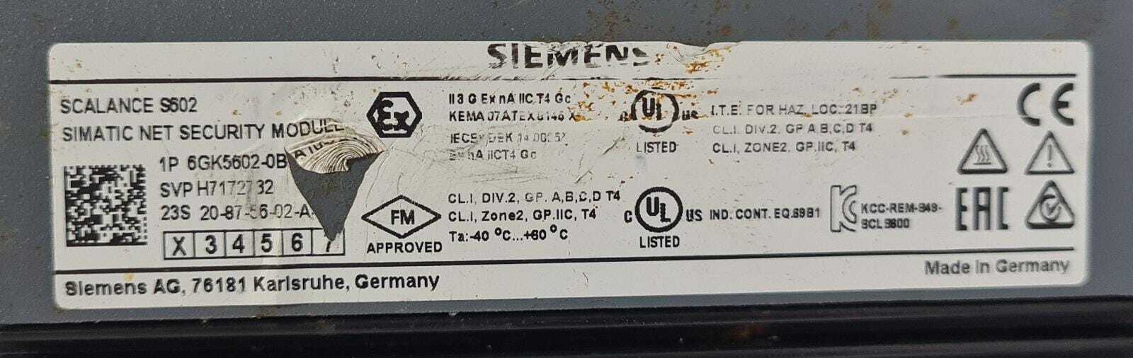 Siemens SCALANCE S602 SIMATIC Net Security Module 602-0BA10-2AA3 SVP H7172732