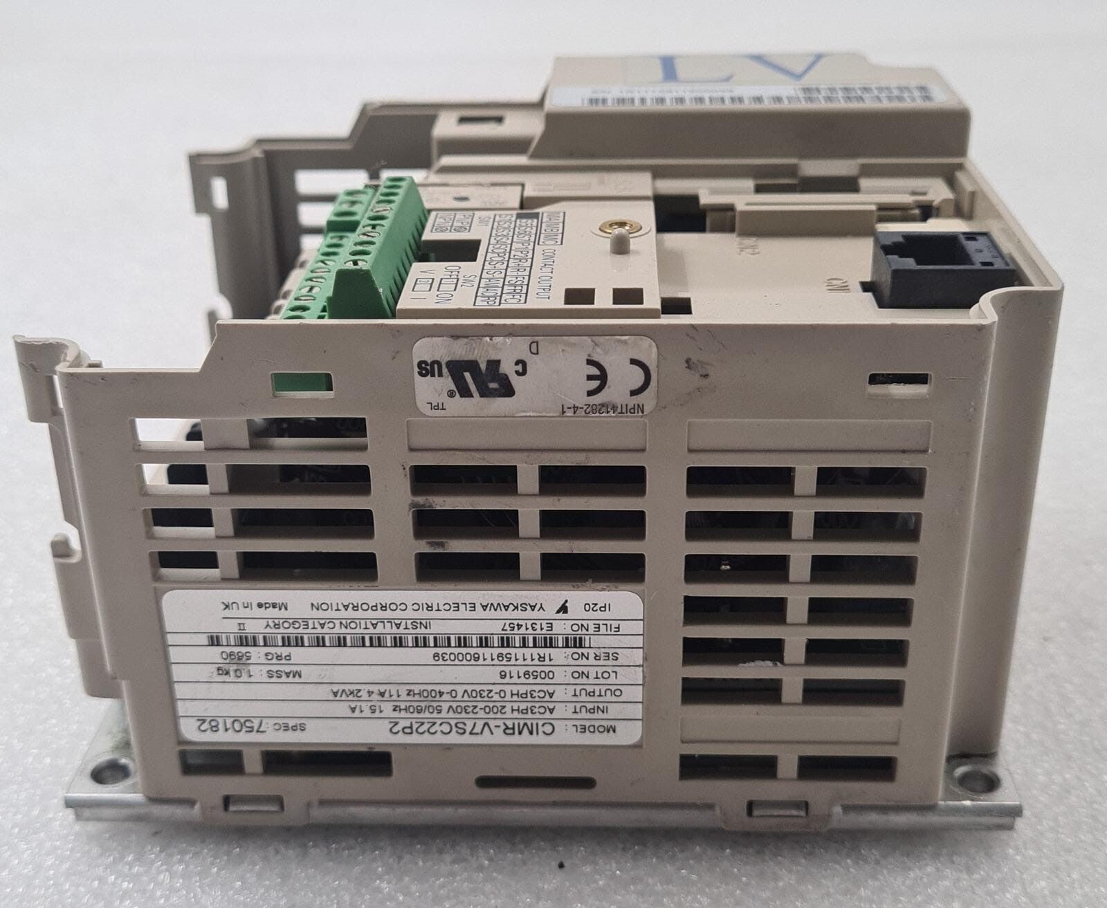 YASKAWA LV CIMR-V7SC22P2 A53610098 GEN3 INVERTER ASSEMBLY 200V 3PH 2.2KW E131457