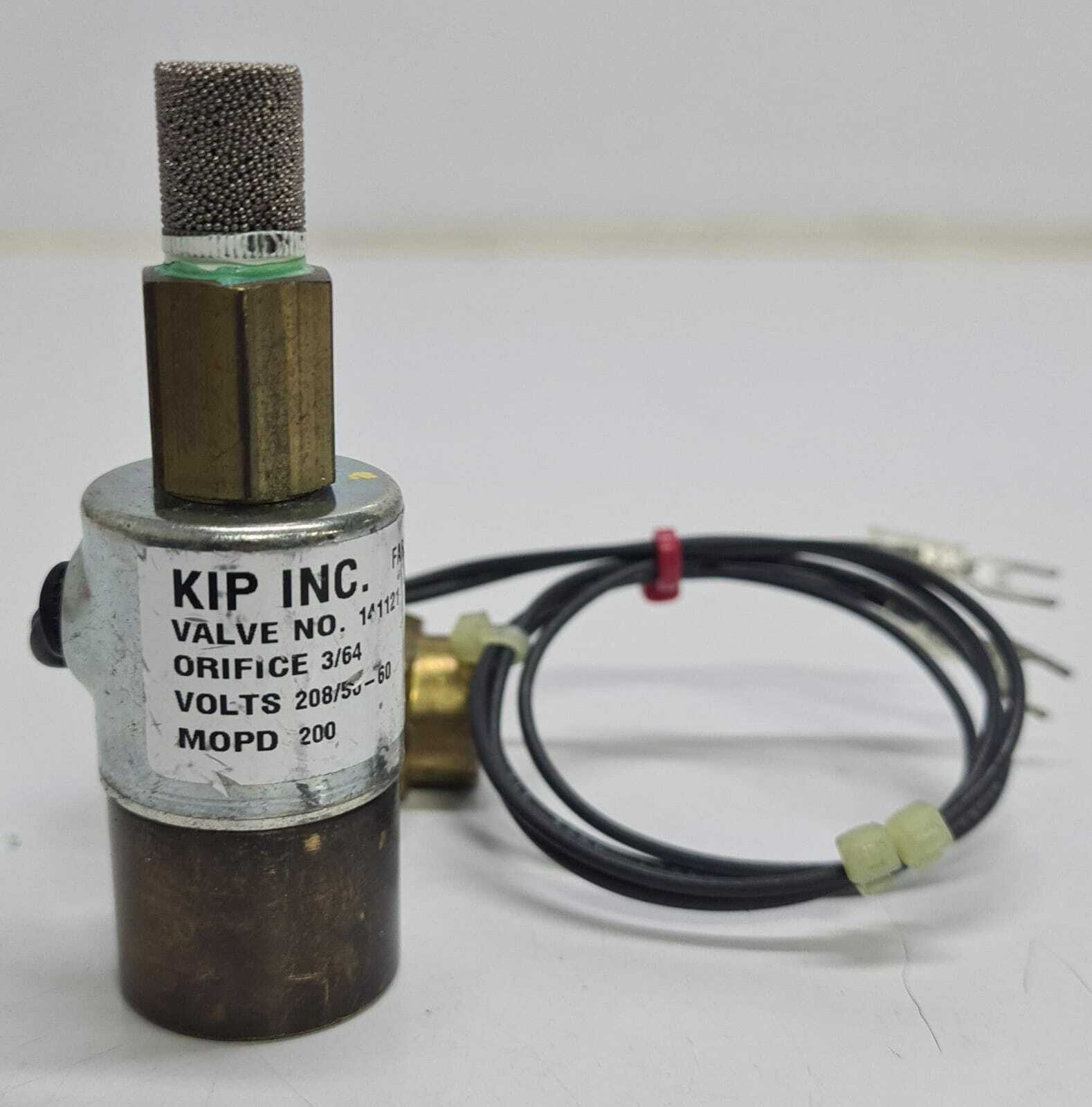 KIP INC. VALVE NO.141121 ORIFICE 3/64 VOLTS 208/50-60 MOPD 200 WATTS 6 SOLENOID