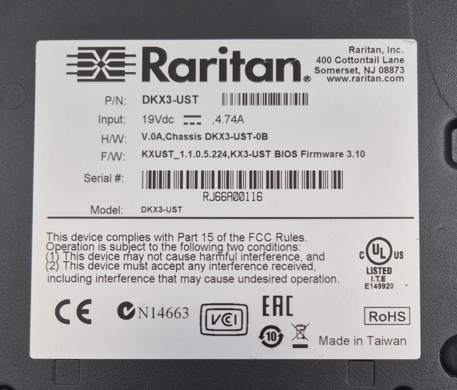RARITAN DKX3-UST Dominion User Station **AS-IS**