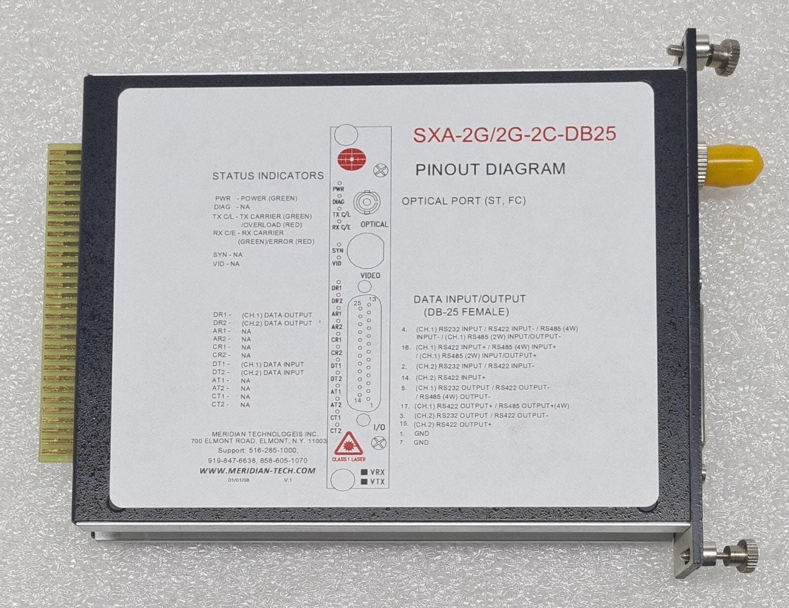 Meridian Technologies SXA-2G/2G-2RC-DB25-ST Fiber-Optic Transmission