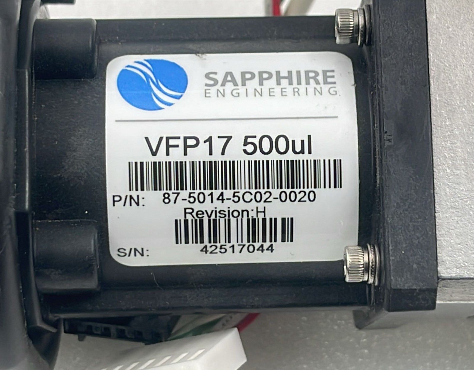 Sapphire VFP17 500µL model label close-up