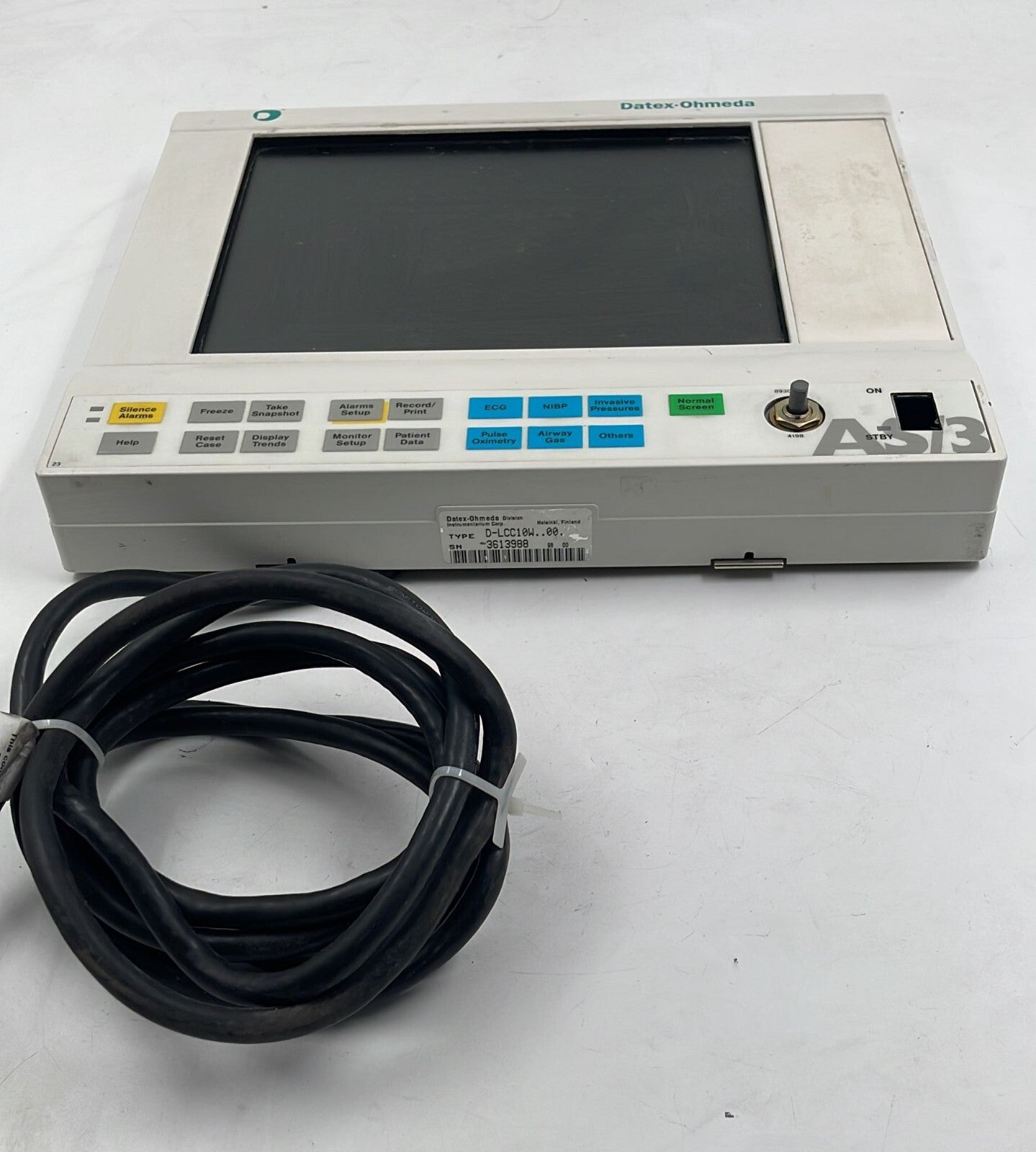 Datex-ohmeda AS/3 Monitor D-LCC10W..00.0 **AS IS