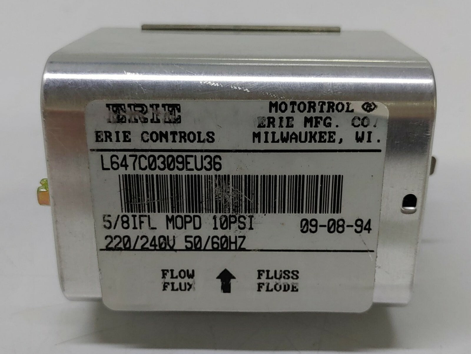 ERIE CONTROLS STEAM/WATER L647C0309EU36 5/8IFL MOPD 10PSI 220/240V 50/60HZ