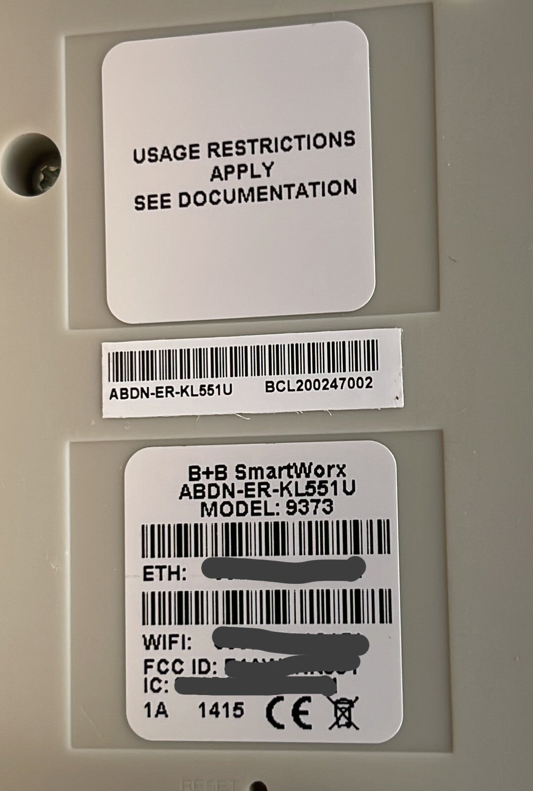 B+B SmartWorx ABDN-ER-KL551U Model 9373 industrial Ethernet communication device