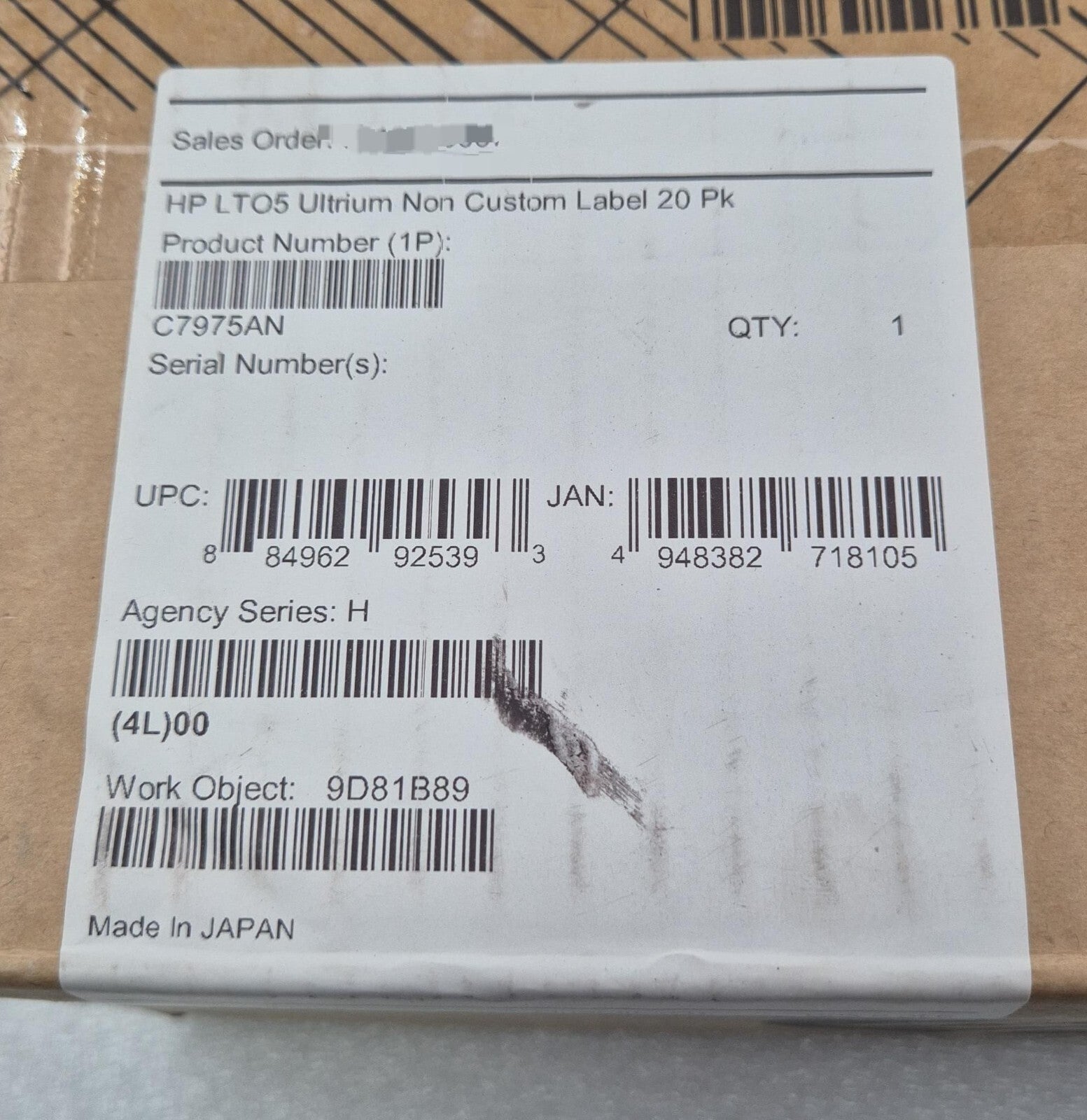 [20-Pack] NEW - HP C7975AN 3TB RW Data Tape Cartridge Ultrium LTO5 Non Custom