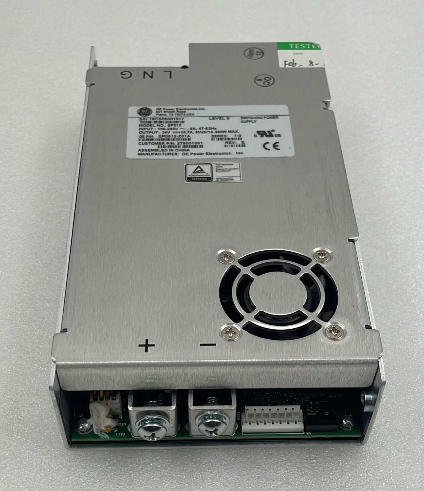 GE SP812 power supply module front view with output terminals